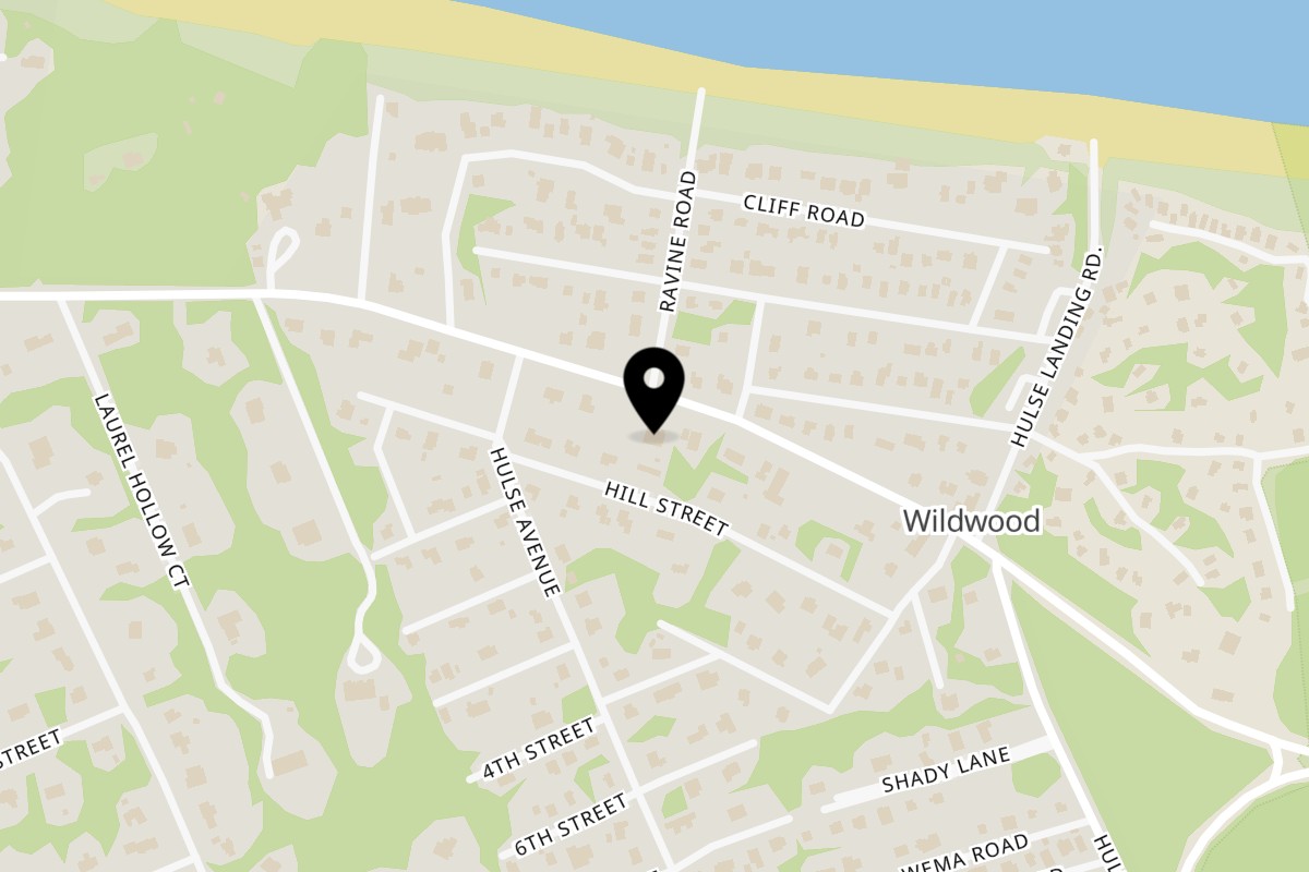 Map showing the location of Watermark of Wading River on 2925 N Wading River Rd in Wading River